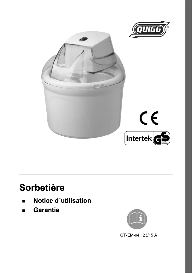 Page 1 de la notice Manuel utilisateur Quigg GT-EM-04