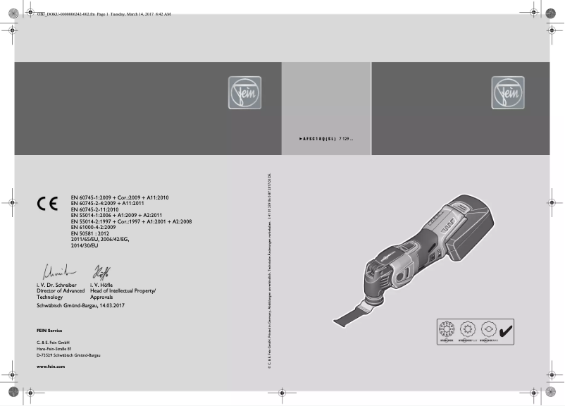 Página 1 del manual Manual de usuario Fein Accu SuperCut AFSC 18 QSL