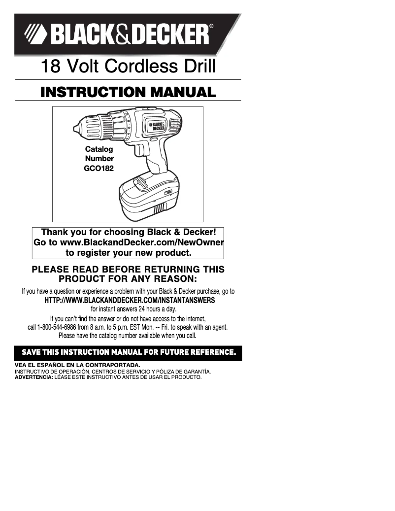 Page n°1 - Manuel utilisateur Black & Decker GCO182