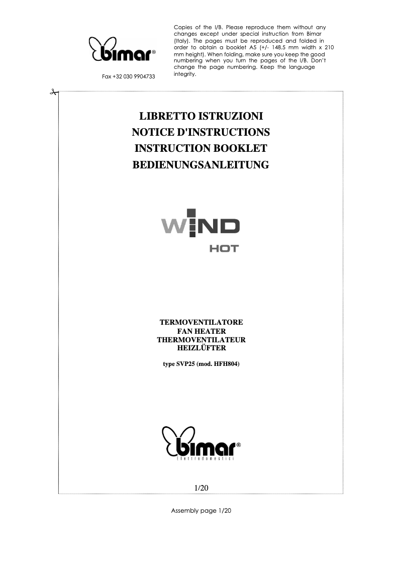 Página 1 del manual Manual de usuario Bimar SVP25.EU
