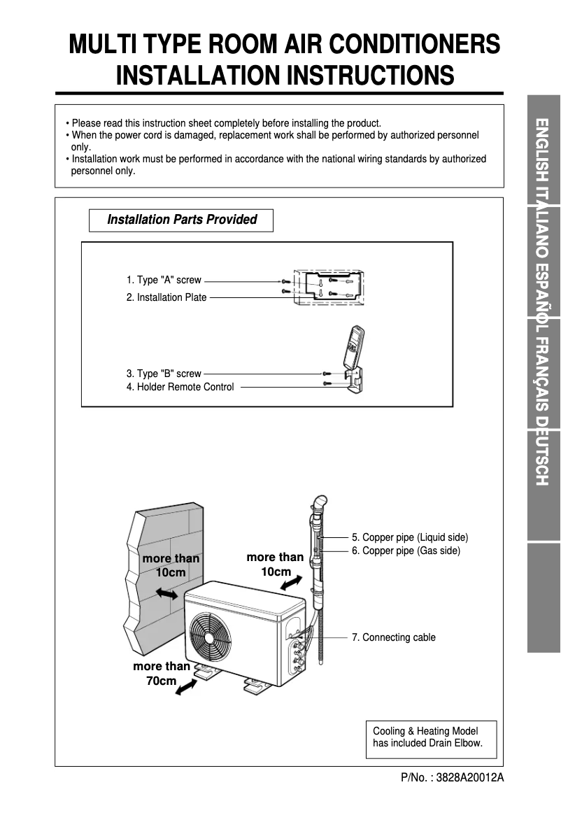 Page 1 de la notice Guide d'installation LG LMU1963C2L