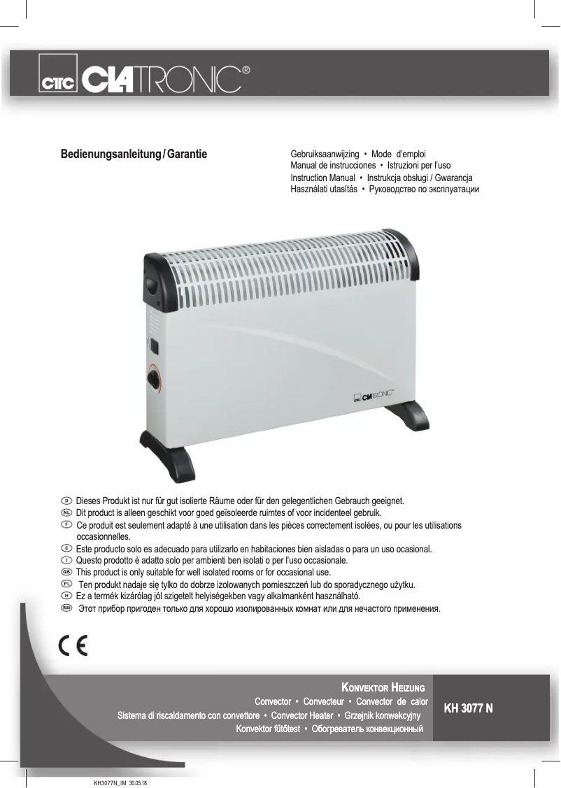 Page 1 de la notice Manuel utilisateur Clatronic KH 3077 N