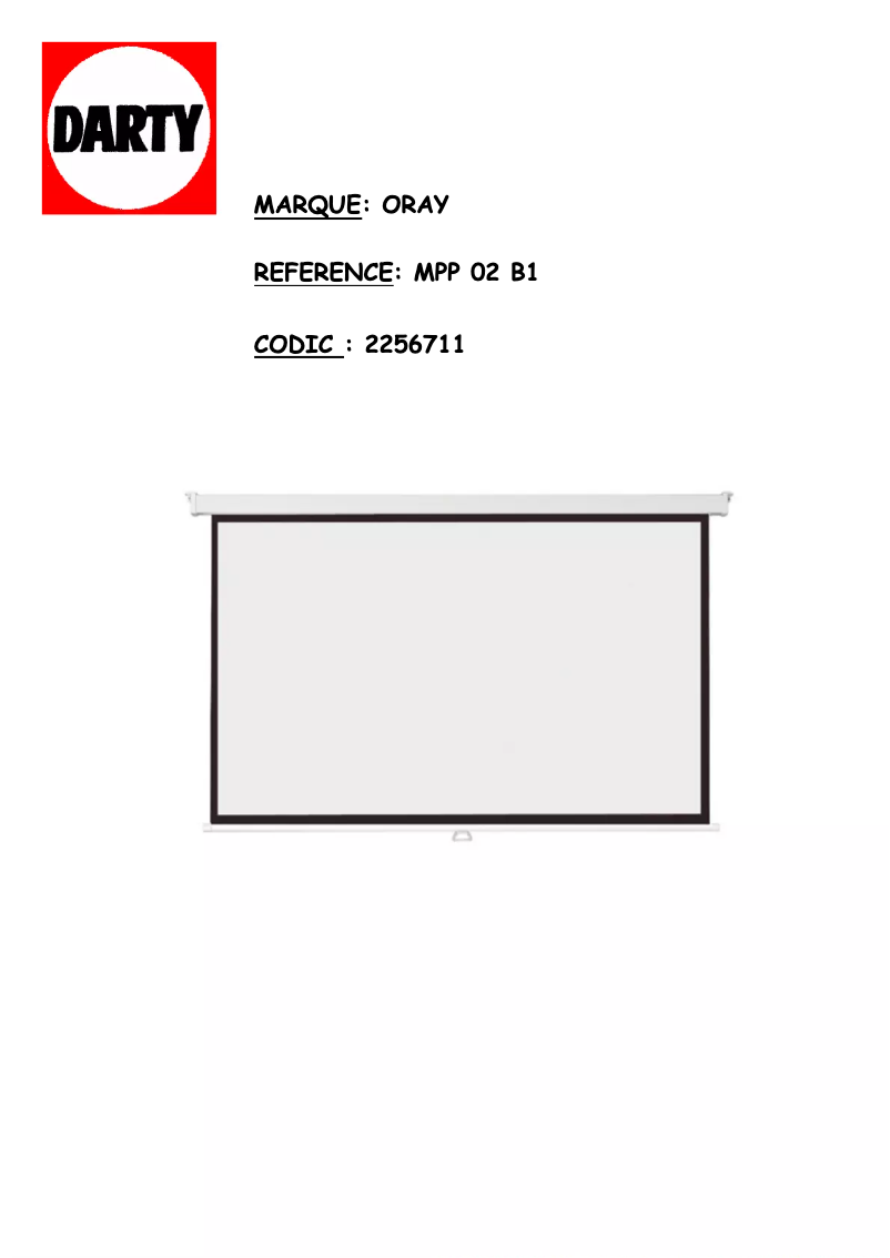 Page n°1 - Manuel utilisateur ORAY MPP 02 B1