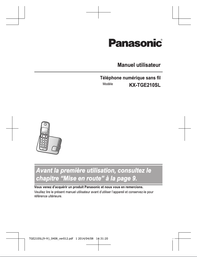Page n°1 - Manuel utilisateur Panasonic KX-TGE210SL