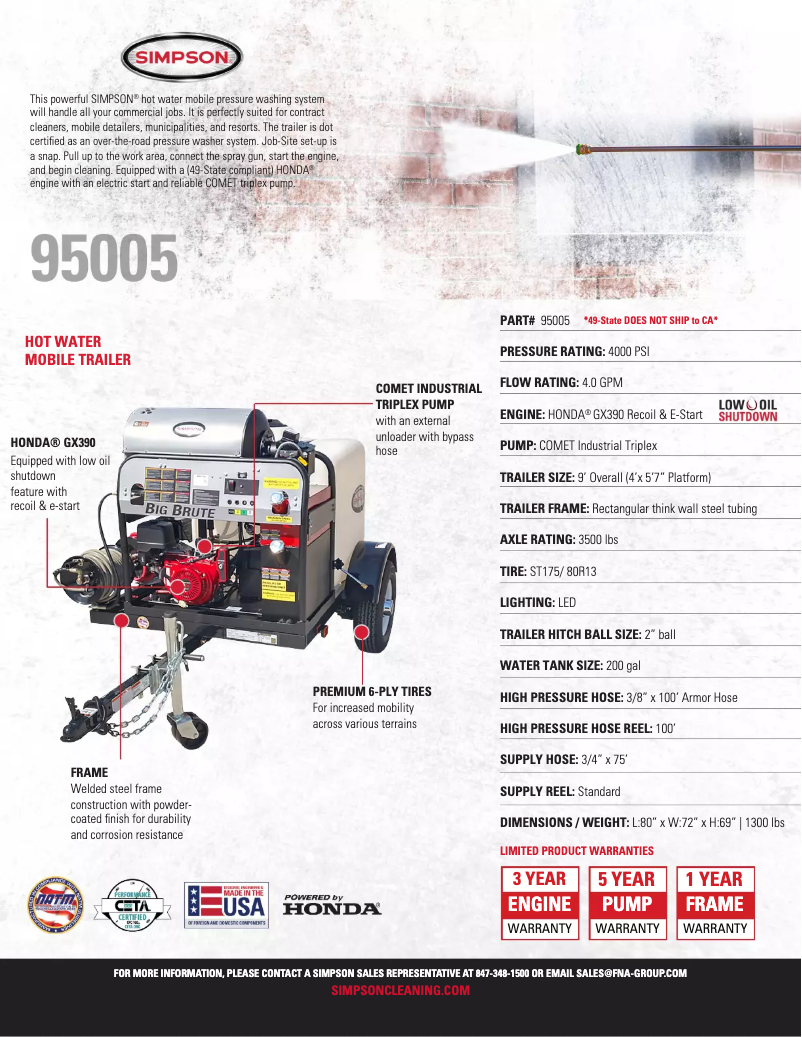 Page 1 de la notice Fiche technique Simpson 95005