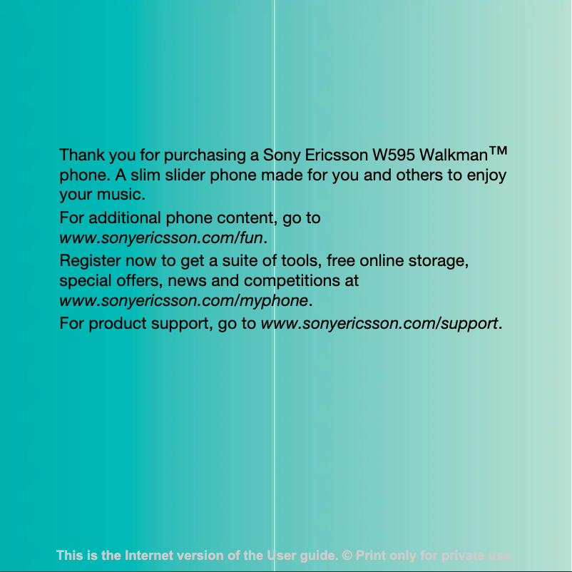 Página 1 del manual Manual de usuario Sony W595