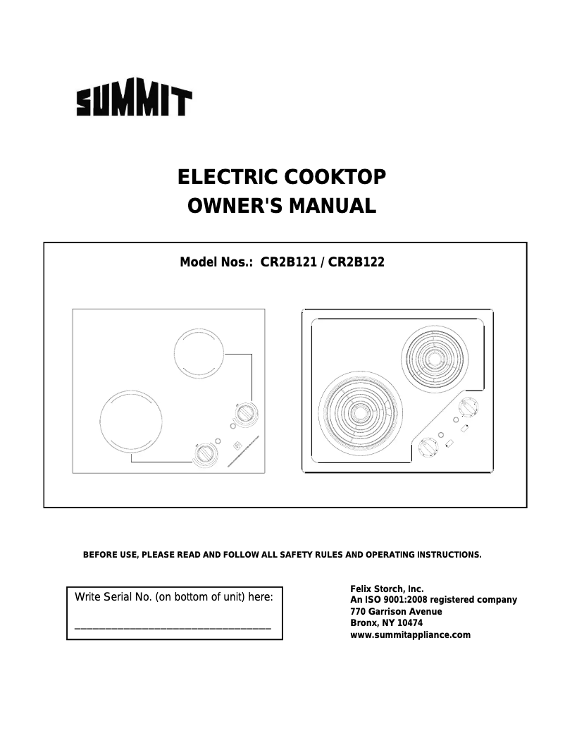 Image de la première page du manuel de l'appareil CR2B121