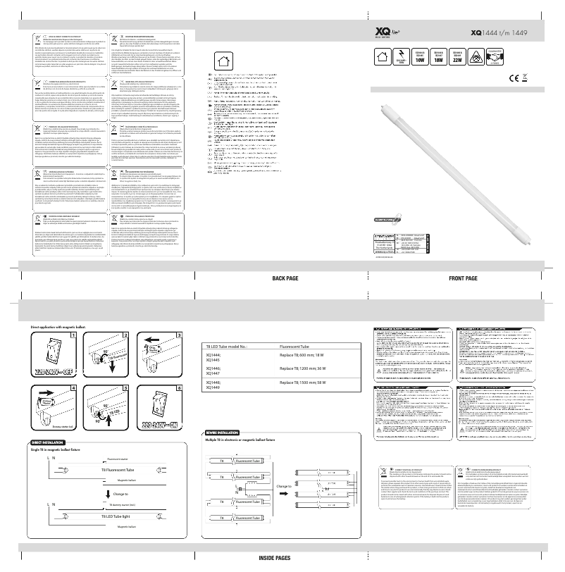 Page 1 de la notice Manuel utilisateur XQ-lite XQ1449