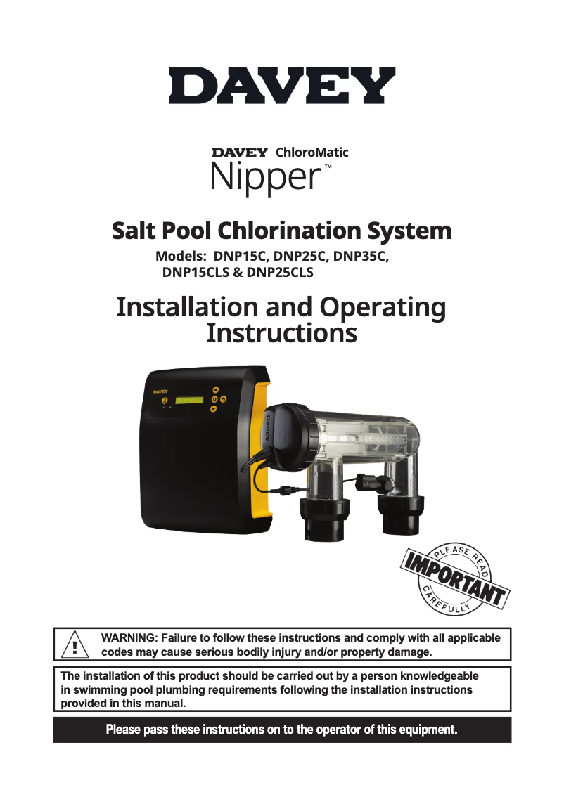 Image de la première page du manuel de l'appareil ChloroMatic Nipper