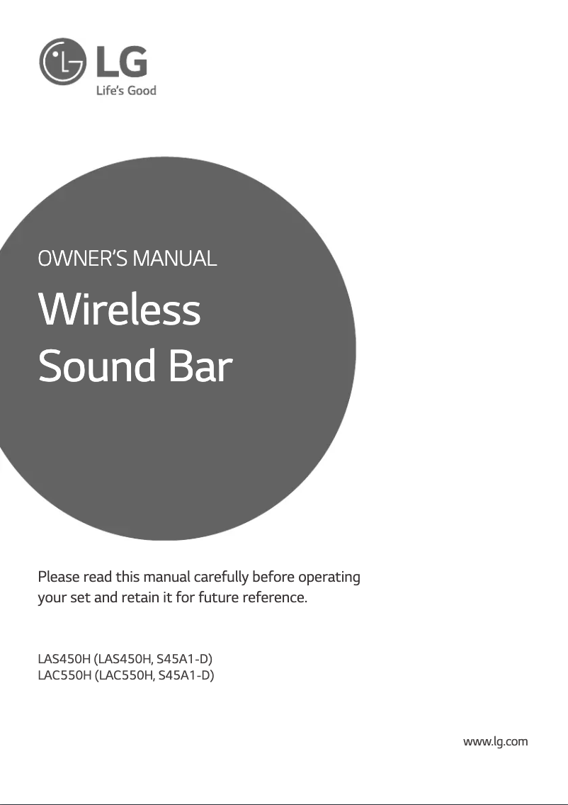 Page 1 de la notice Manuel utilisateur LG LAC550H