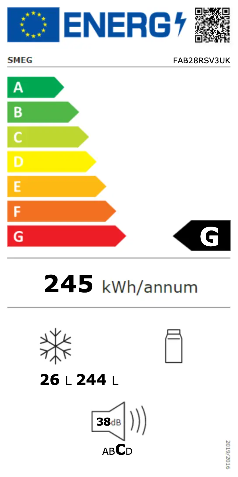 Page n°1 - Label énergétique Smeg FAB28RSV3UK
