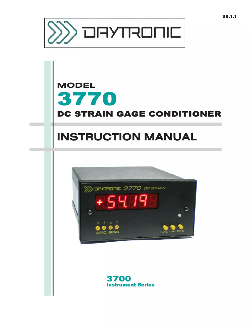 Page 1 de la notice Manuel utilisateur Daytronic 3770