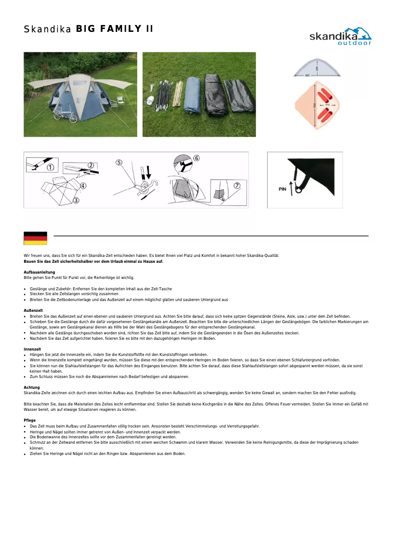 Page n°1 - Manuel utilisateur Skandika Big Family II