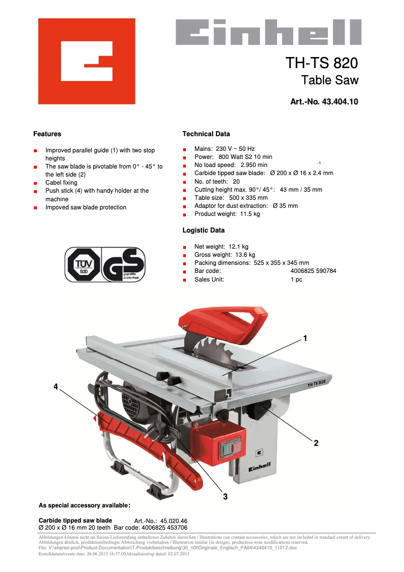 Image de la première page du manuel de l'appareil TH-TS 820