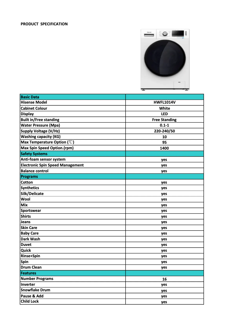 Image de la première page du manuel de l'appareil PureJet HWFE1014VA