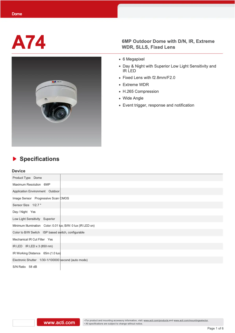 Image de la première page du manuel de l'appareil A74