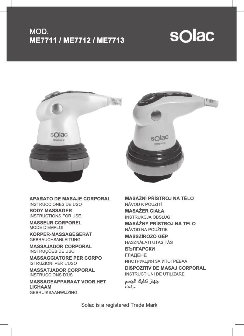 Page 1 de la notice Instructions de sécurité Solac Sculptural Brushing ME7712