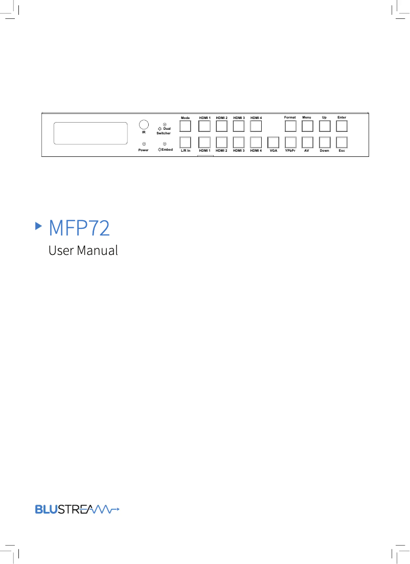 Page n°1 - Manuel utilisateur Blustream MFP72