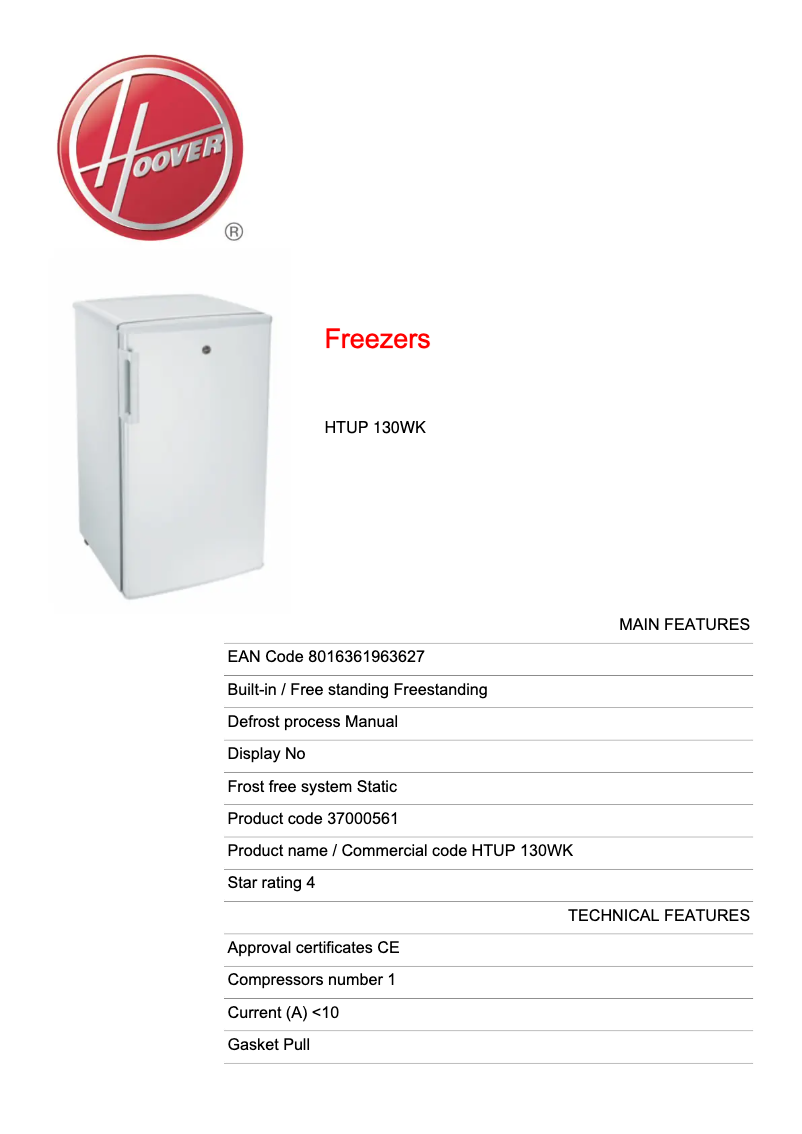 Image de la première page du manuel de l'appareil HTUP 130WK