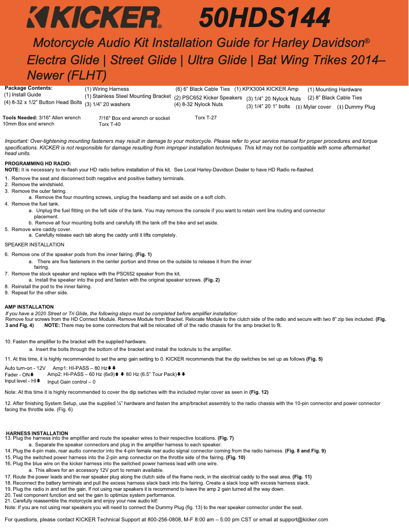 Page 1 de la notice Manuel utilisateur Kicker 50HDS144