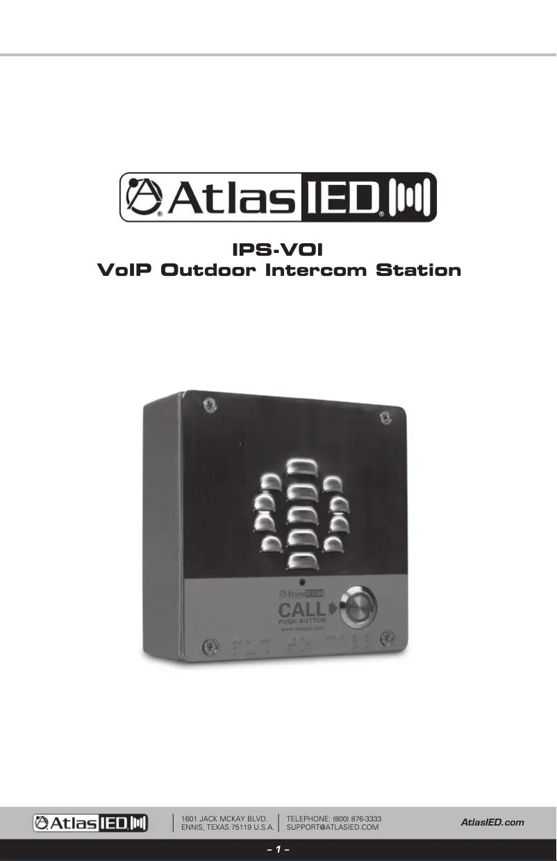 Page 1 de la notice Manuel utilisateur Atlas Sound IPS-VOI