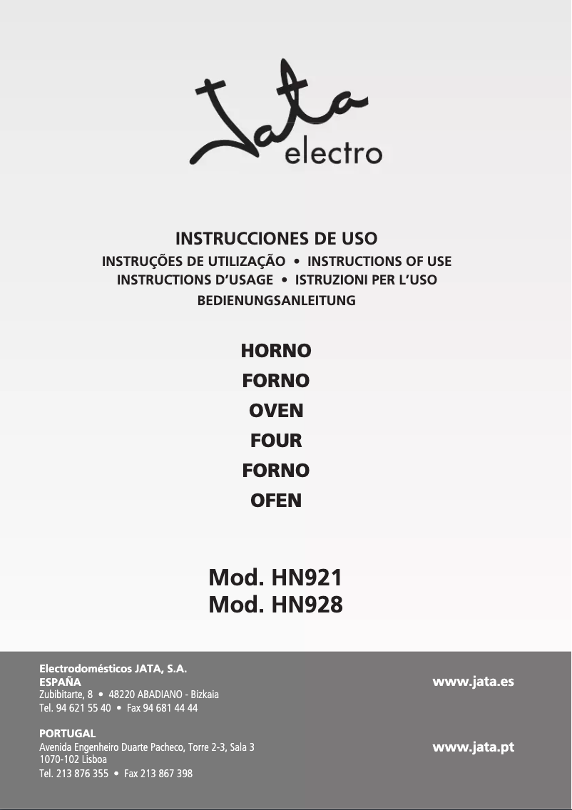 Página 1 del manual Manual de usuario Jata HN921