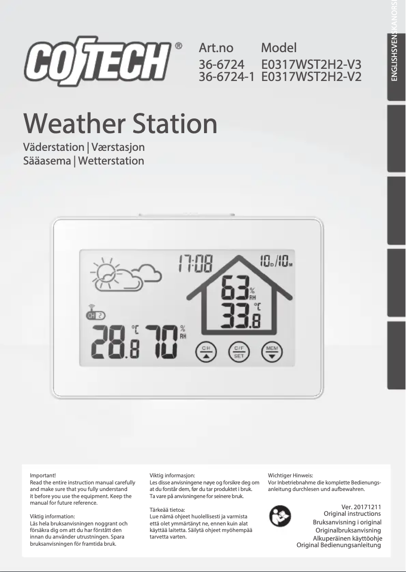 Page n°1 - Manuel utilisateur Cotech E0317WST2H2-V3