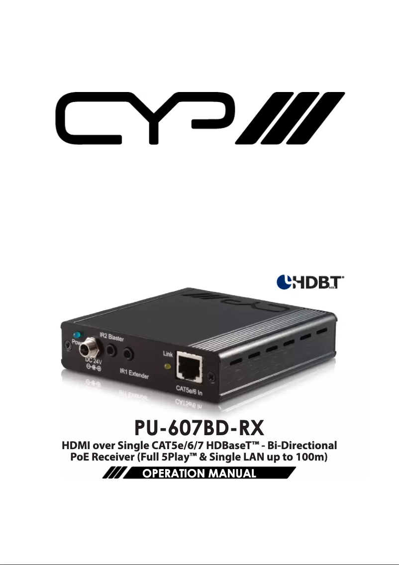 Image de la première page du manuel de l'appareil PU-607BD-RX