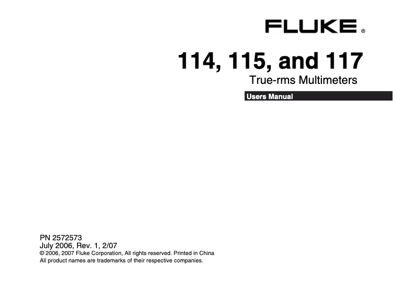 Image de la première page du manuel de l'appareil 117-COMBO