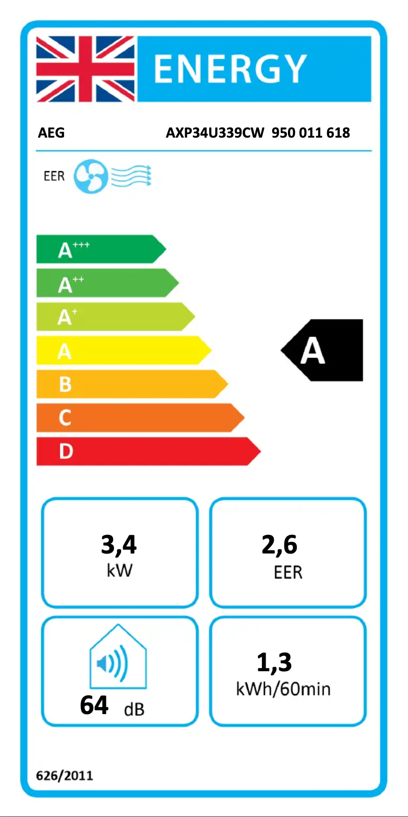 Page n°1 - Label énergétique AEG AXP34U339CW