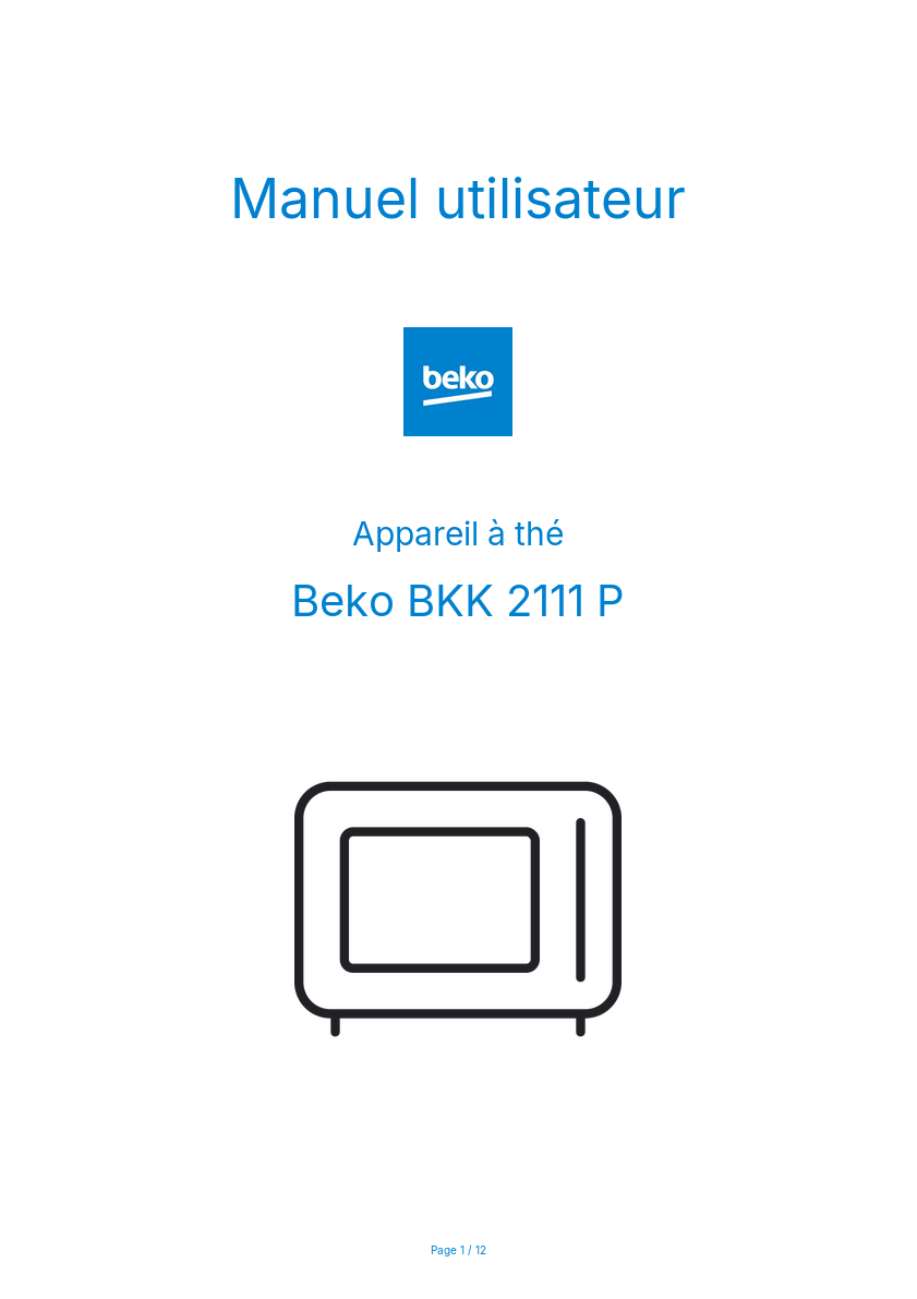 Image de la première page du manuel de l'appareil BKK 2111 P