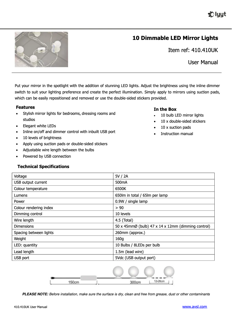Page n°1 - Manuel utilisateur LYYT 10B-Mirror-L