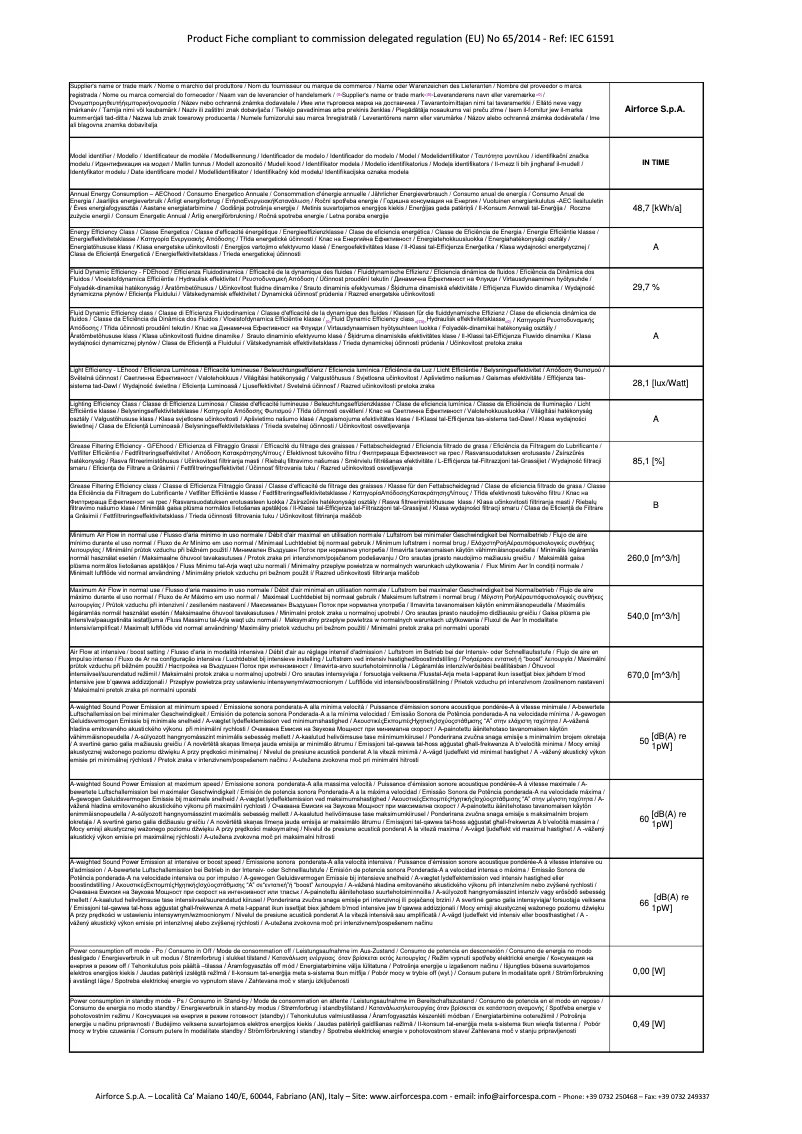 Image de la première page du manuel de l'appareil In Time