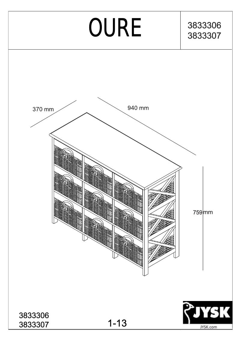 Page n°1 - Manuel utilisateur JYSK Oure (94x76x37)