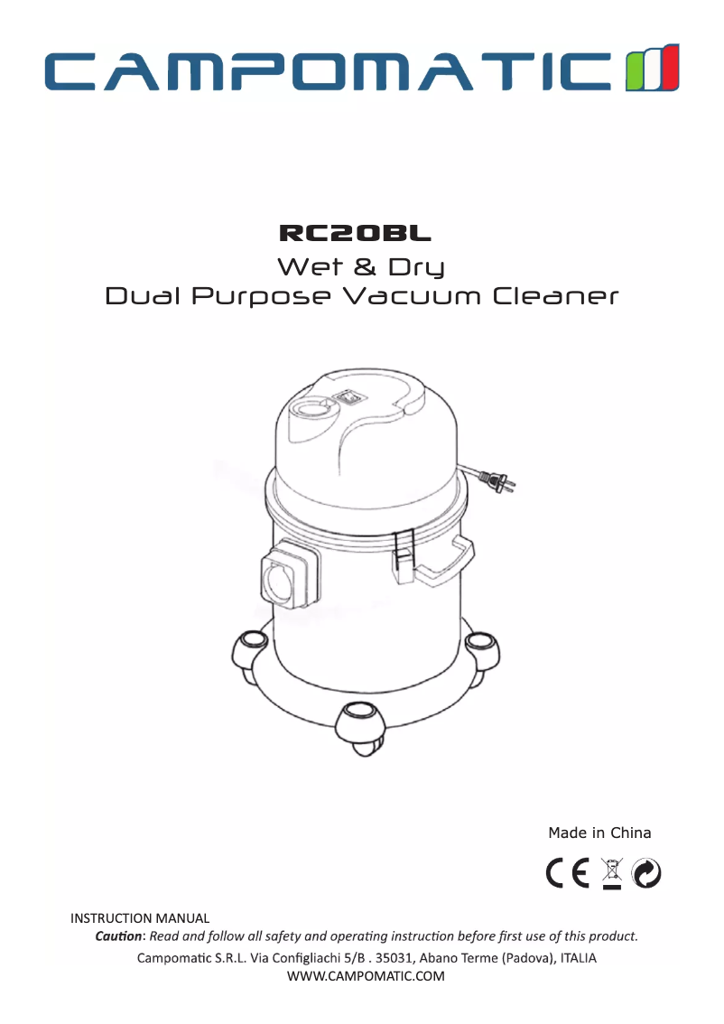 Image de la première page du manuel de l'appareil RC20BL