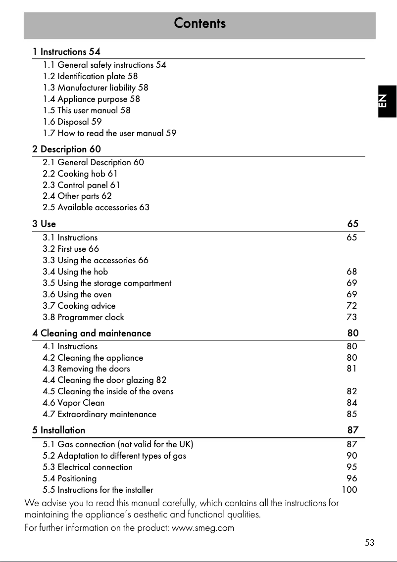 Page 1 de la notice Brochure Smeg A2BL-81