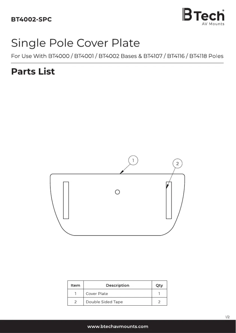 Page n°1 - Manuel utilisateur B-Tech BT4002-SPC