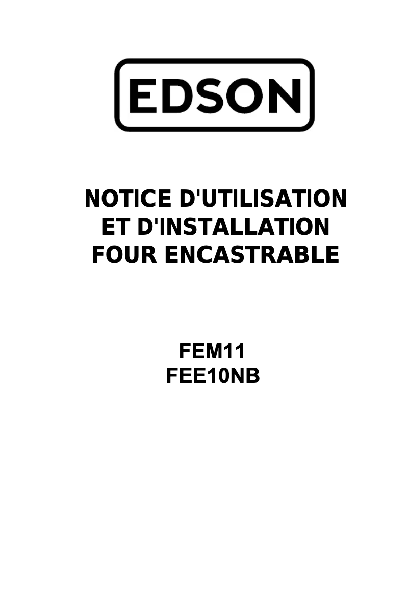 Page 1 de la notice Manuel utilisateur Edson FEM11