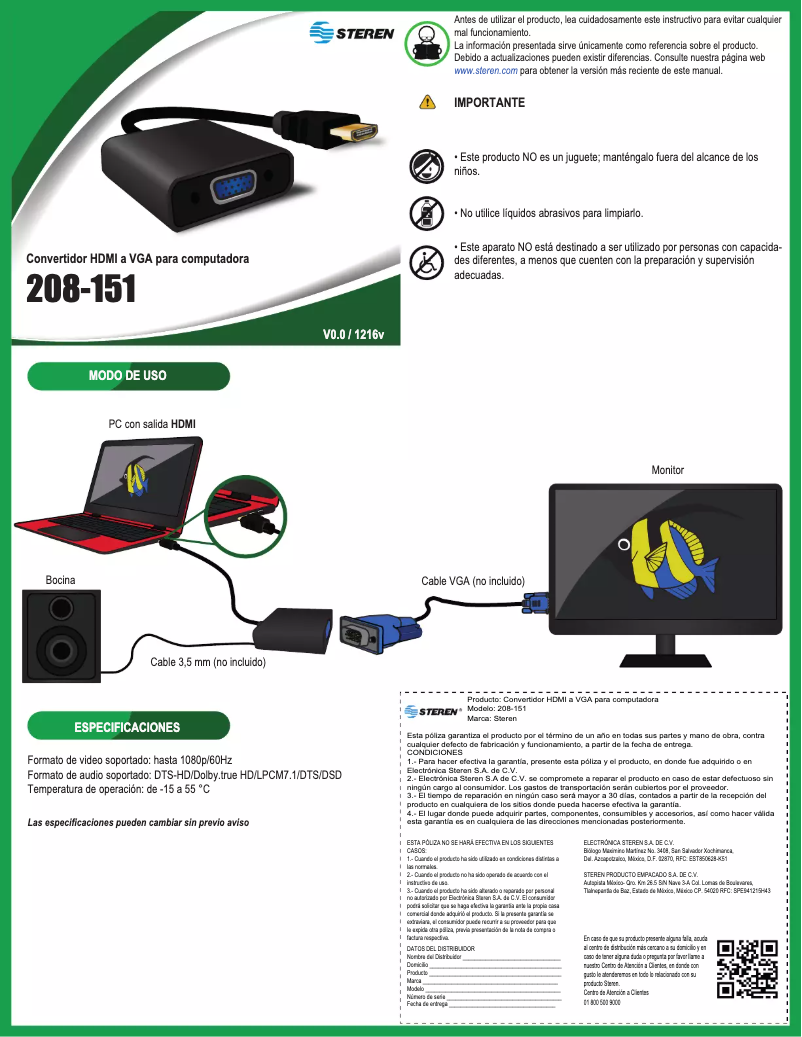 Image de la première page du manuel de l'appareil 208-151