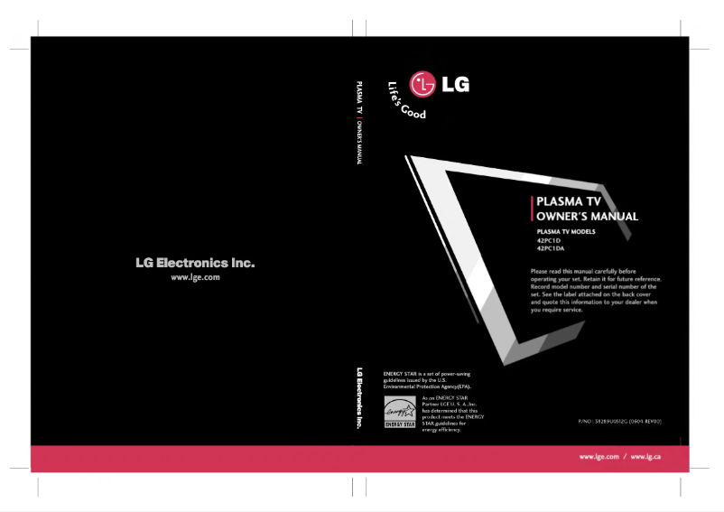 Page n°1 - Manuel utilisateur LG 42PC1D