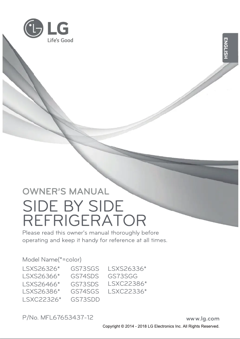 Page 1 de la notice Manuel utilisateur LG GS73SGG