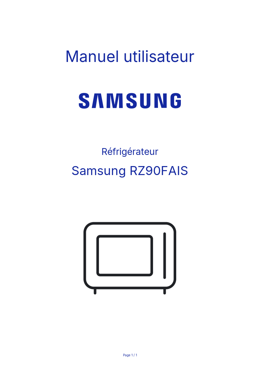 Page n°1 - Manuel utilisateur Samsung RZ90FAIS