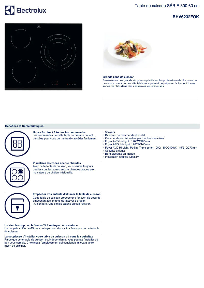 Page n°1 - Fiche technique Electrolux BHV6232FOK