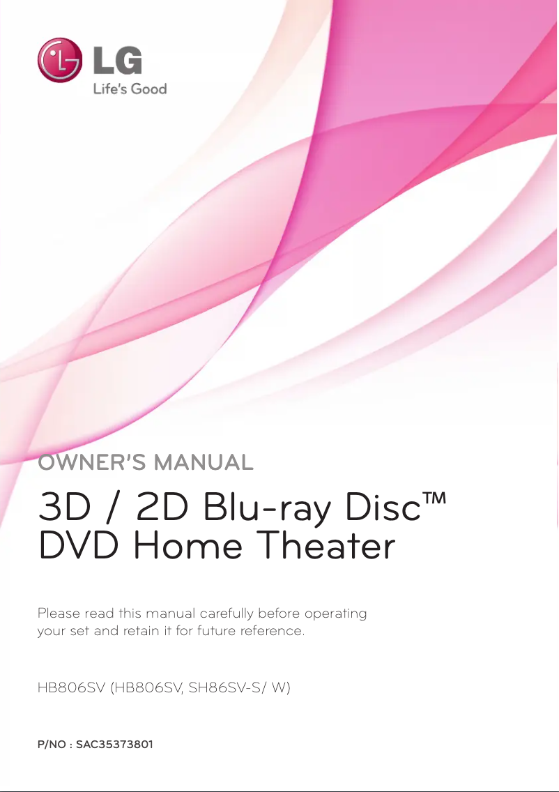 Page 1 de la notice Manuel utilisateur LG HB806SV