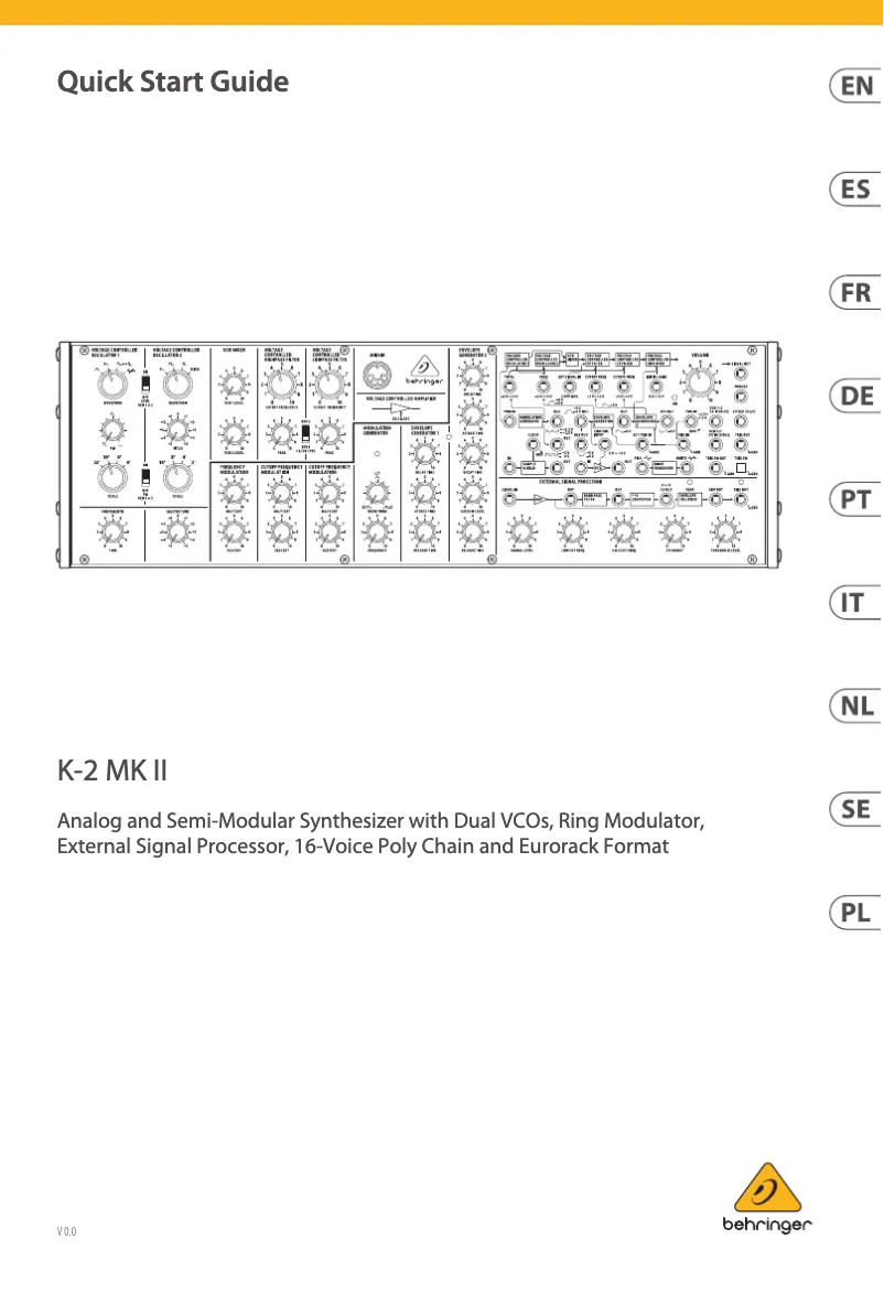 Page n°1 - Manuel utilisateur Behringer K-2 MK II