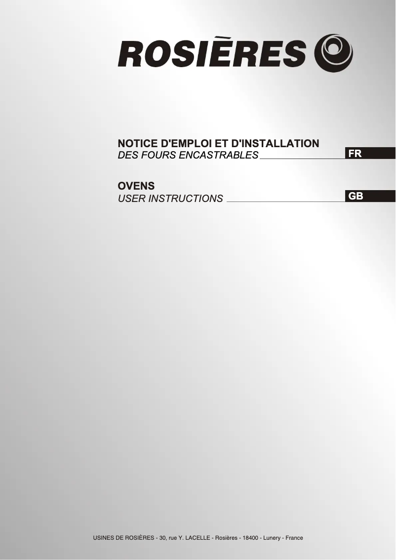 Page n°1 - Manuel utilisateur Rosieres RFA54VRB