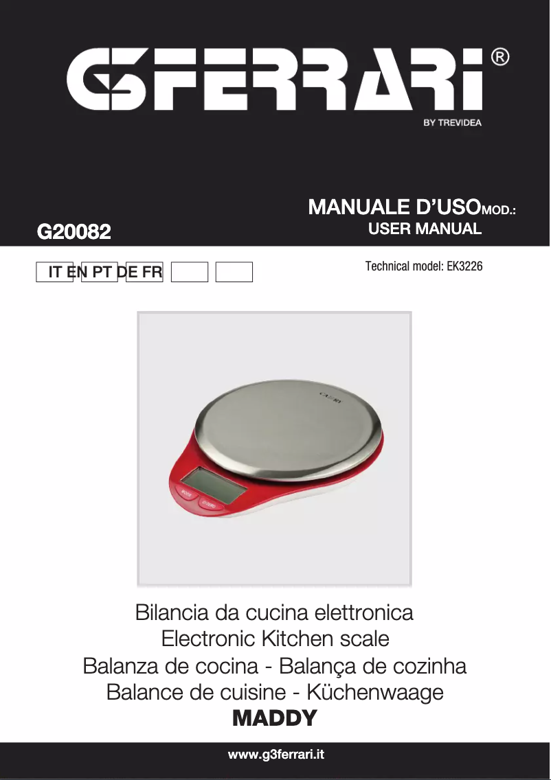 Page 1 de la notice Manuel utilisateur G3 Ferrari Maddy G20082