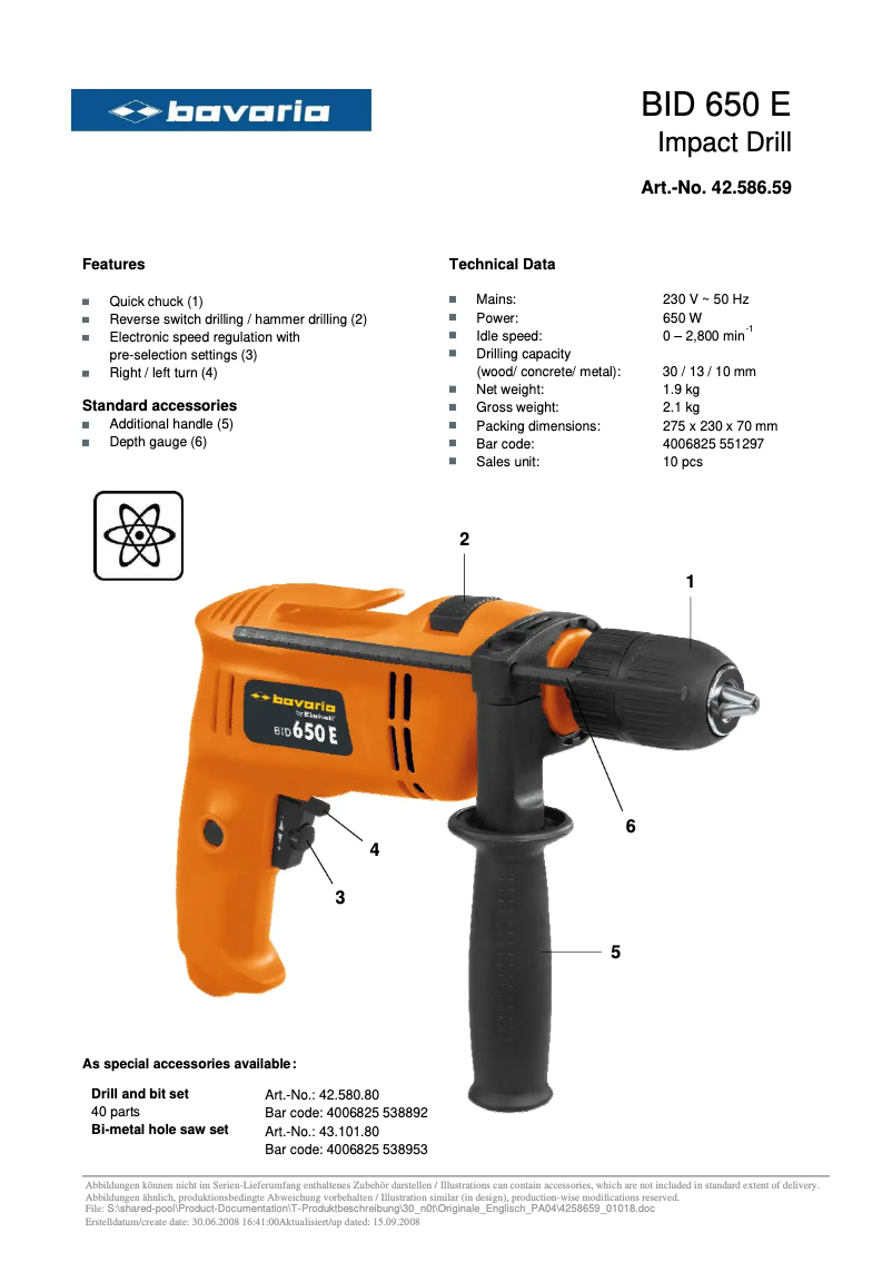 Página 1 del manual Manual de usuario Bavaria by Einhell BID 650 E