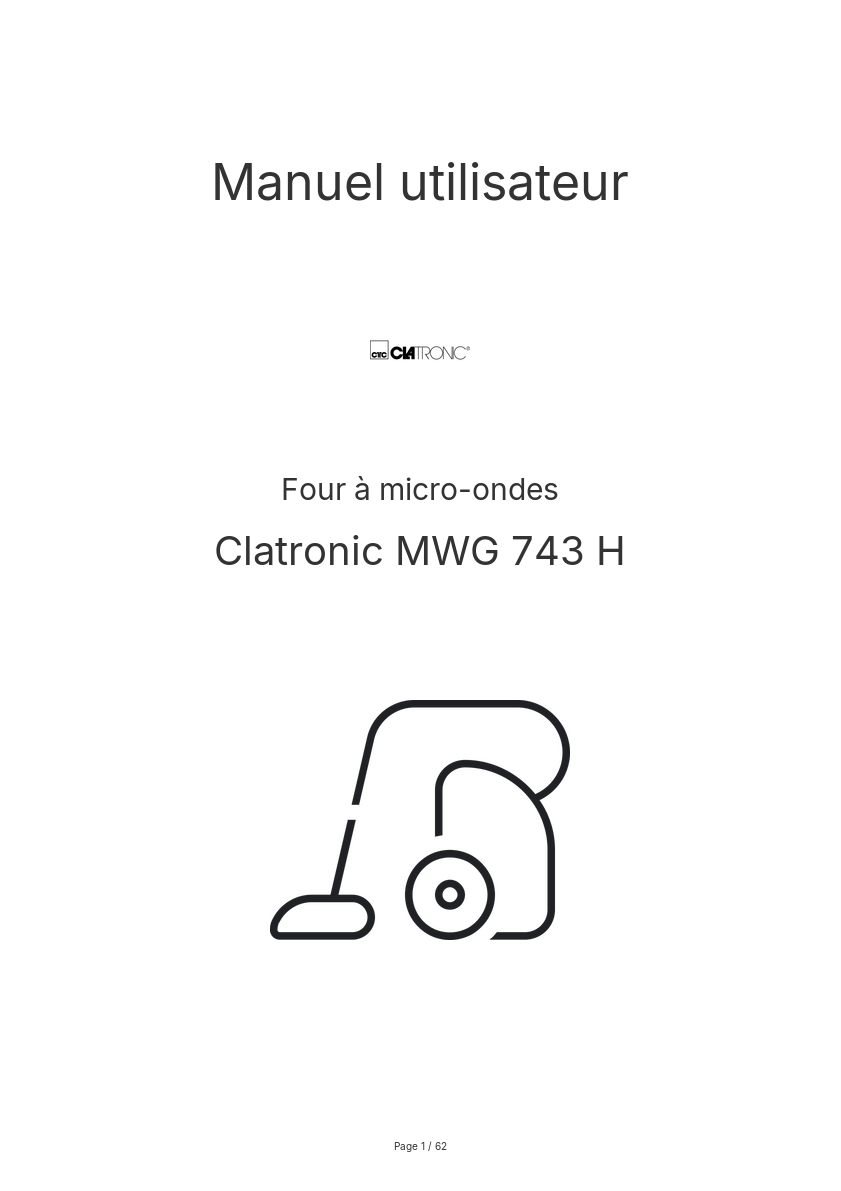 Page n°1 - Manuel utilisateur Clatronic MWG 743 H
