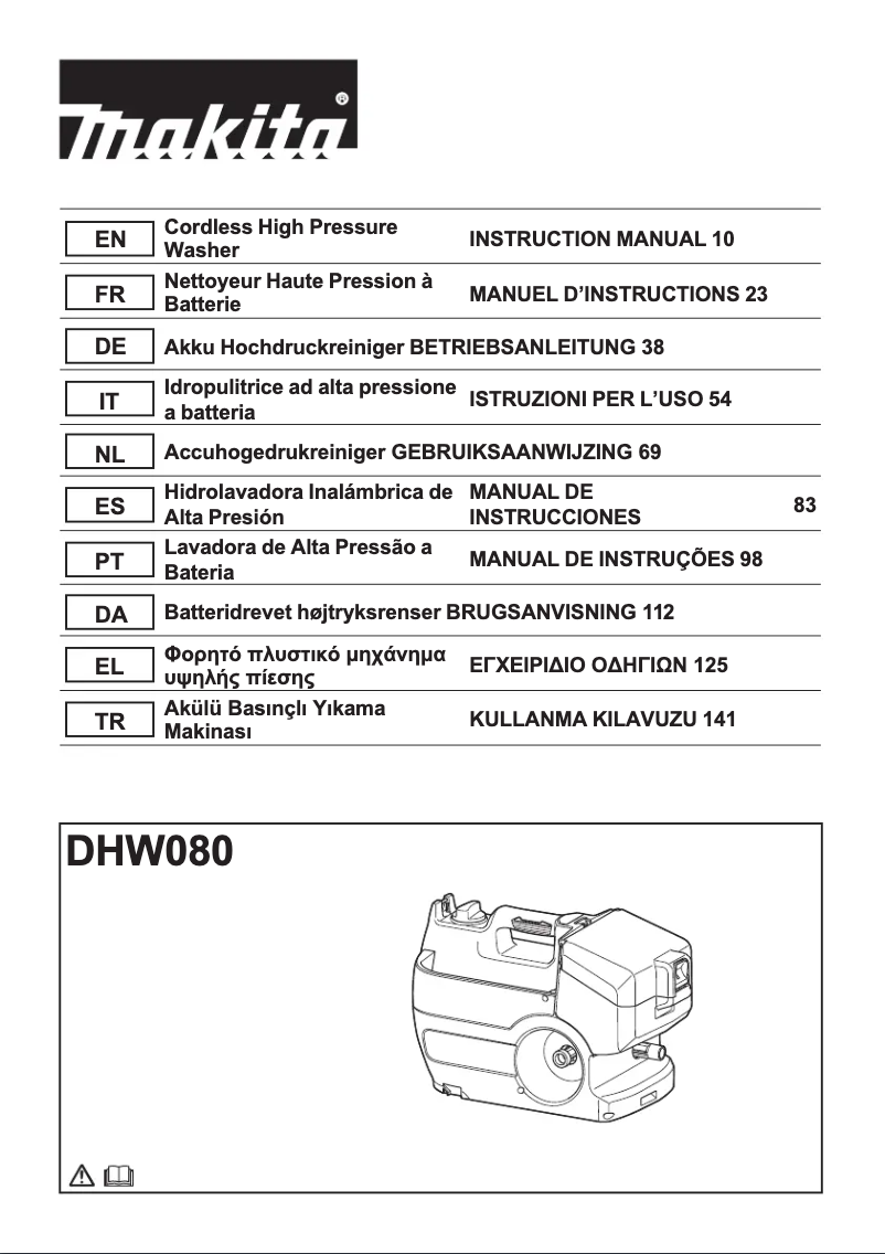 Page 1 de la notice Manuel utilisateur Makita DHW080